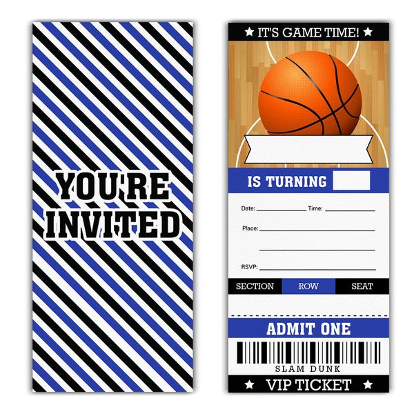 Qlnuk Basketball Birthday Invitations Basketball Ticket Invitations, Set of 20 Invites with Envelopes