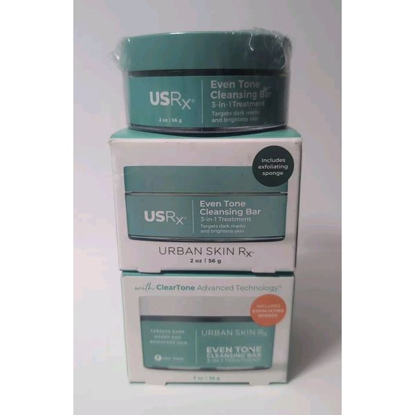 Urban Skin Rx Even Tone Cleansing Bar Daily Cleanser Exfoliator 3-in-1, 2 Pack