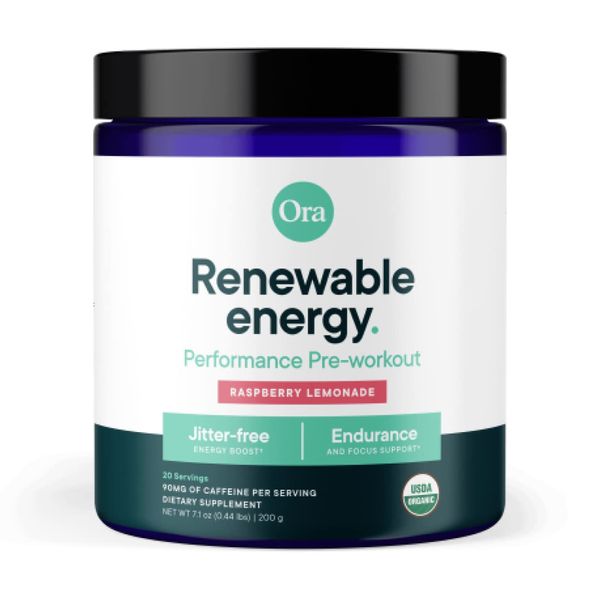 Ora Organic Natural Pre Workout Powder - Raspberry Lemonade Flavor- Provides Jitter Free Energy, Focus, Hydration, & Endurance - Vegan, Certified Organic, Soy, Dairy, & Gluten Free, 20 Servings