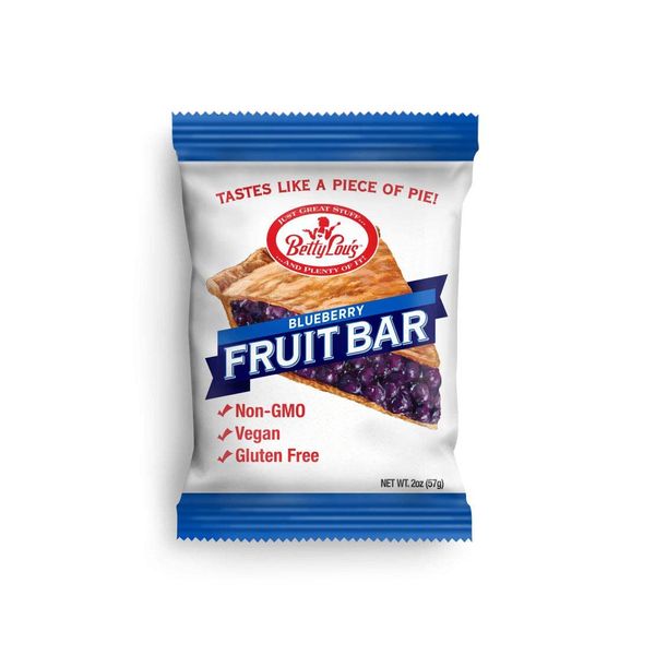 Betty Lou's Fruit Bars | Blueberry Pack of 12 | Gluten Free, Vegan, Non GMO | Deliciously Healthy Snacks Made with All Natural Fruit & Fruit Juice | Individually Wrapped, 2 oz. Each, 12 Bars