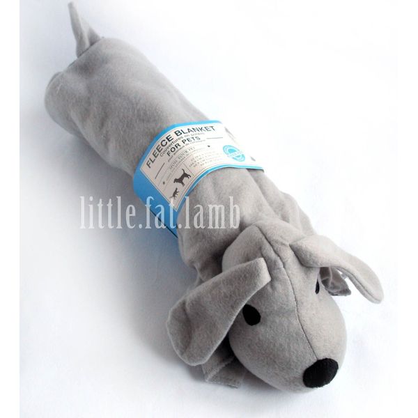 Grey Gray Fleece Blanket w Dog Head Plush n Tail for Pets Dog Cat Rabbit