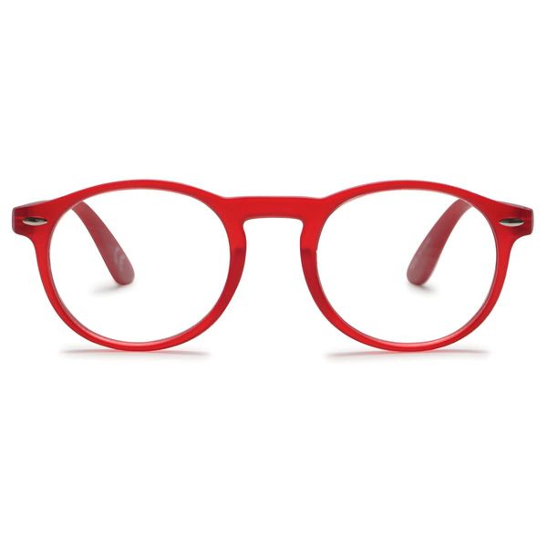 KOOSUFA Reading Glasses, Eyeglasses for Women Men, Round Spring Hinge 1.5D, Resin Lens, Red