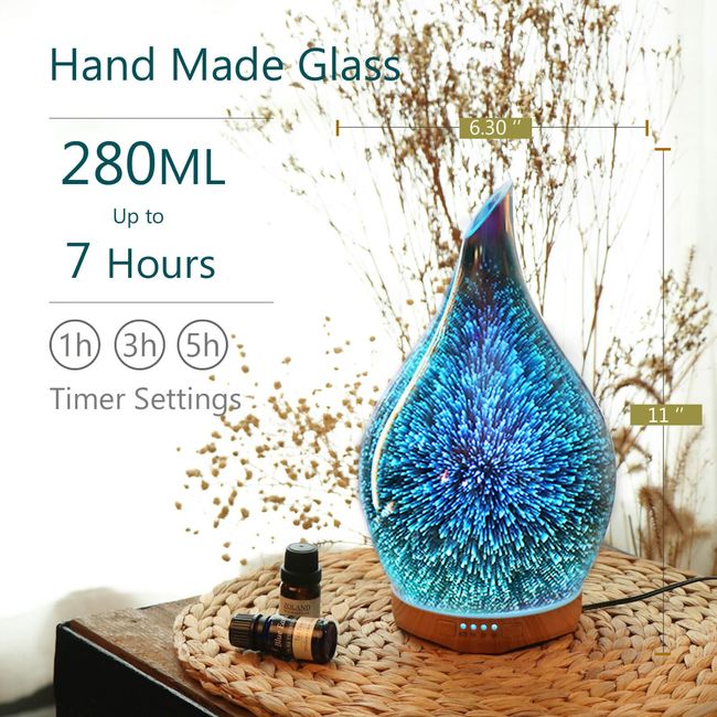 Porseme 500ml Glass Essential Oil Diffuser Aromatherapy Ultrasonic Coo