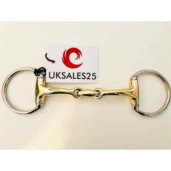 UKSALES25 EggButt Snaffle Bit Curved MP Double Jointed with Lozenge (5.5")