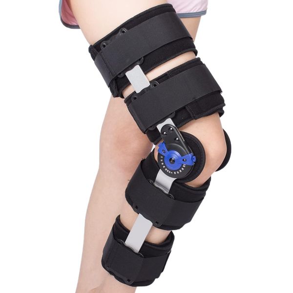 Hinged ROM Knee Brace Post Op Knee Support Adjustable Knee Immobilizer with Side