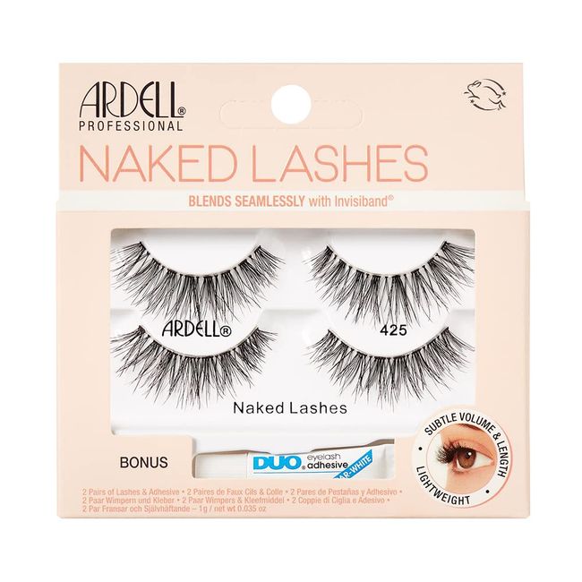 Ardell Naked Lashes 425, 2 Pairs, with DUO Clear-White Adhesive, Subtle Volume & Length