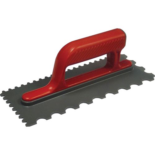 Faithfull Notched Trowel V 4mm & Round 7mm Plastic Handle 11 x 4.1/2in