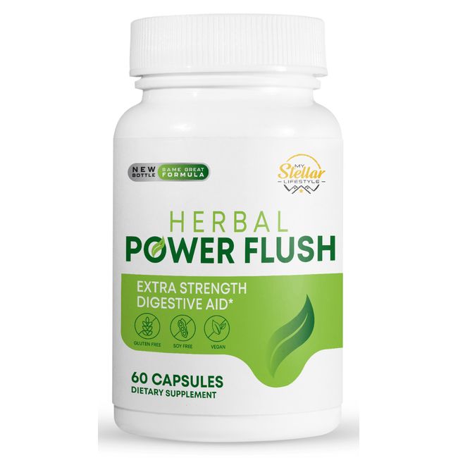 Herbal Power Flush, ayuda digestiva extra fuerte-60 Cápsulas