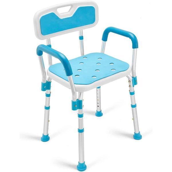 HEALTH LINE Seniors Shower Chair w/Removable Arms & Back Bathtub Bath Seat Bench