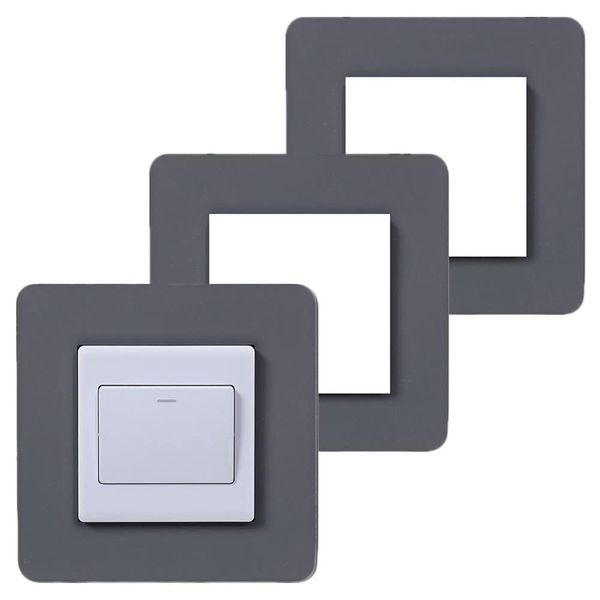 3 Pcs Switch Surround Frame Square Light Switch Cover Sticker Plug Socket Surround for Switch Panel or Electrical Plug Socket Grey 8.6 x 8.6cm