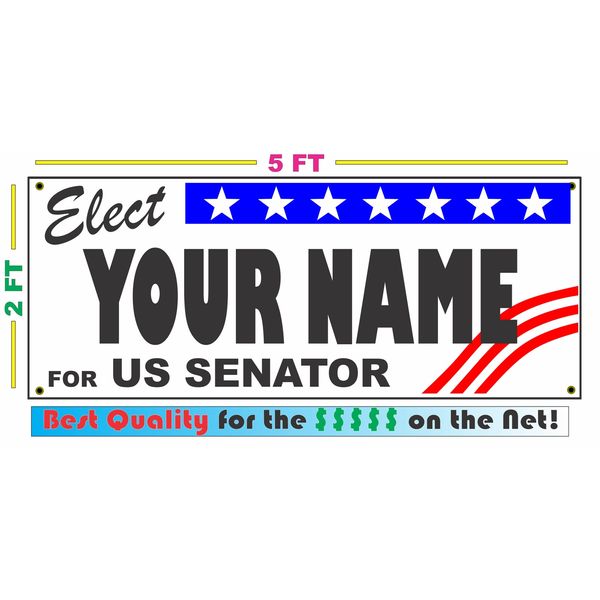 US SENATOR ELECTION Banner Sign w/ Custom Name NEW 