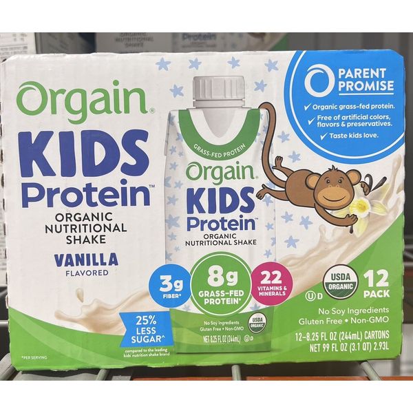 Organic Kids Nutritional Protein Shake, Vanilla  12 Pack -8.25 Fl Oz Exp10/21/24