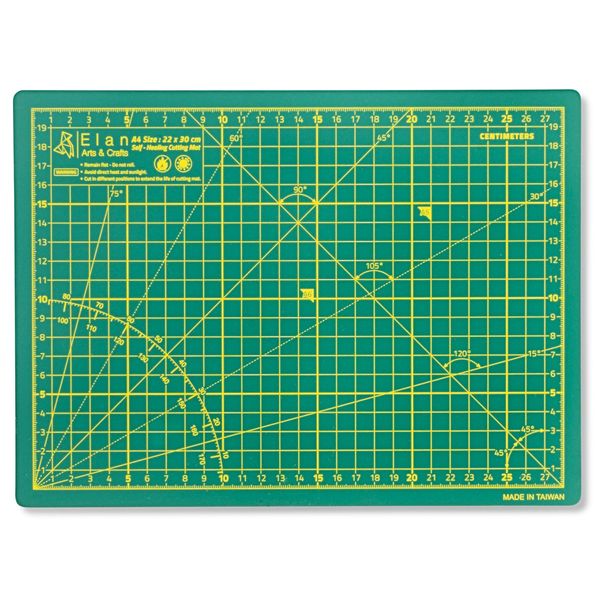 Elan Cutting Mat A4 Green, 5-Ply Craft Mat, Self-Healing Cutting Board Craft, Art Mat, Self Healing Cutting Mat 30 x 22, Dressmaking Accessories for Sewing, Quilting, and Crafting