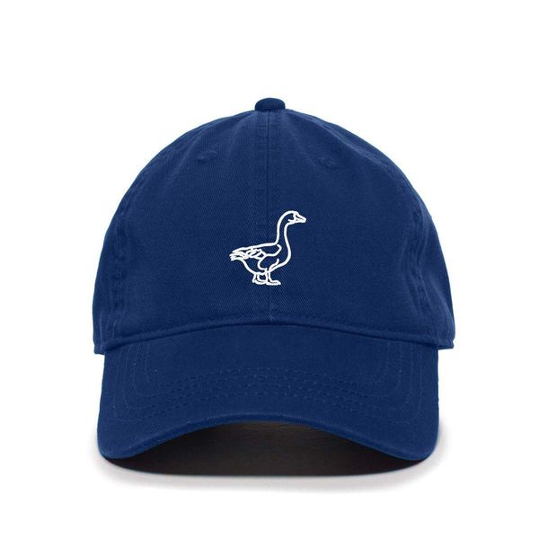 Goose Baseball Cap Embroidered Cotton Adjustable Dad Hat Royal Blue
