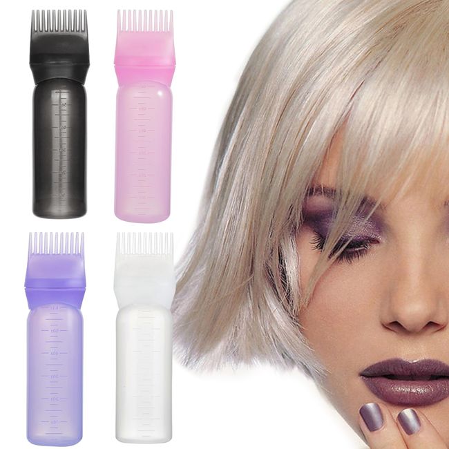 Tacino 4 Pcs Wurzelkamm Applikator Flasche,Scalp Oil Applicator, Oil Applicator Bottle for Hair, Abgestufter Pinselwurzelkamm,ZuverläSsige Haarstyling-Tools und Färbezubehör für den Heim