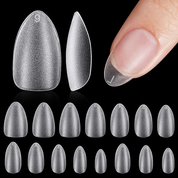 TOMICCA Nail Tip Sanded Nail Tip Short Full Cover Plain Tip Clear Tip Practice Commercial Use