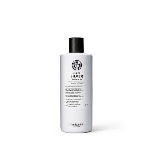 Maria Nila Sheer Silver Shampoo 11.8 Fl Oz / 350 ml, Neutralizes Golden Shades, Violet Pigments Gives Cool Tone, 100% Vegan & Sulfate/Paraben free