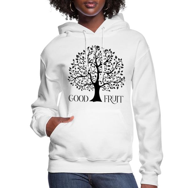 Womens Hoodie, Good Fruit Tree of Life Graphic - S066825 - white / S