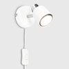 MiniSun Modern White and Chrome Single Adjustable Wall Spotlight with Practical Plug, Cable and Switch