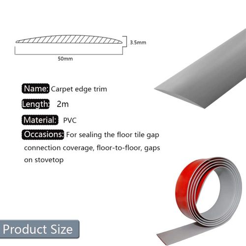 2M Laminate Flooring Threshold Transition Strip,Door StripThreshold Bars,Self Adhesive PVC Vinyl Flooring Edge Trim,Floor Joining Strip,Tile to Laminate Transition Strip(5cm,Grey)