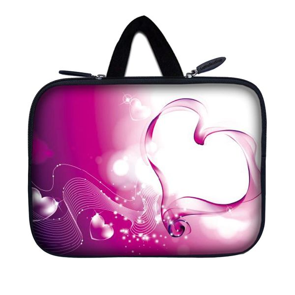 Tablet Sleeve Carrying Case w/Hidden Handle - Pink Heart