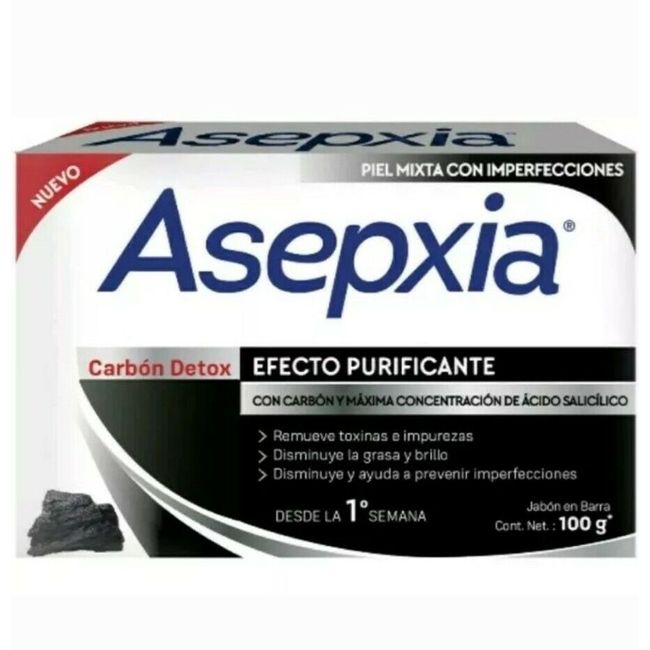 ASEPXIA CARBON DETOX 100g  acne fighting soap NEW FORMULA! Para combatir el acné