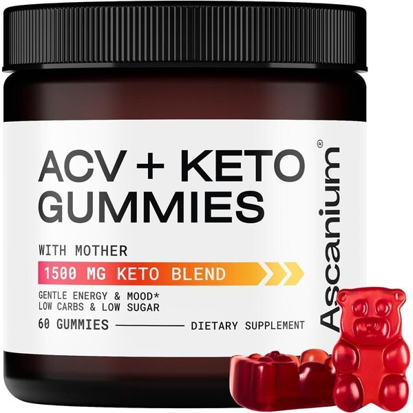 Ascanium Keto ACV Gummies 1500mg Low-Sugar & Low-Carbs Apple Cider Vinegar 60c