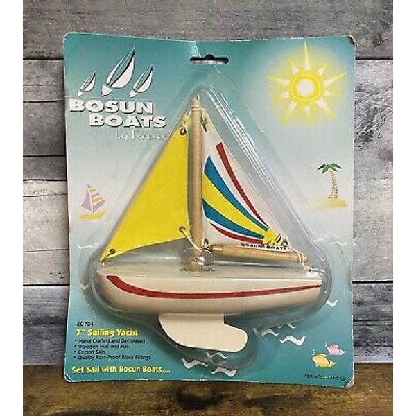 Vintage 1996 Bosun Boats by Reeves 7" Sailing Yacht Sail Boat Model Toy ~ New