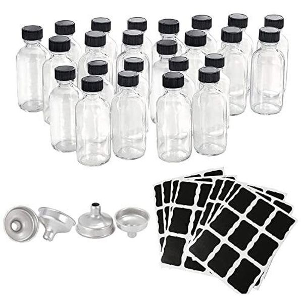 20pcs 2oz Bottles With Caps60ml With 4 Stainless Steel Funnels & 64 Chalkboard