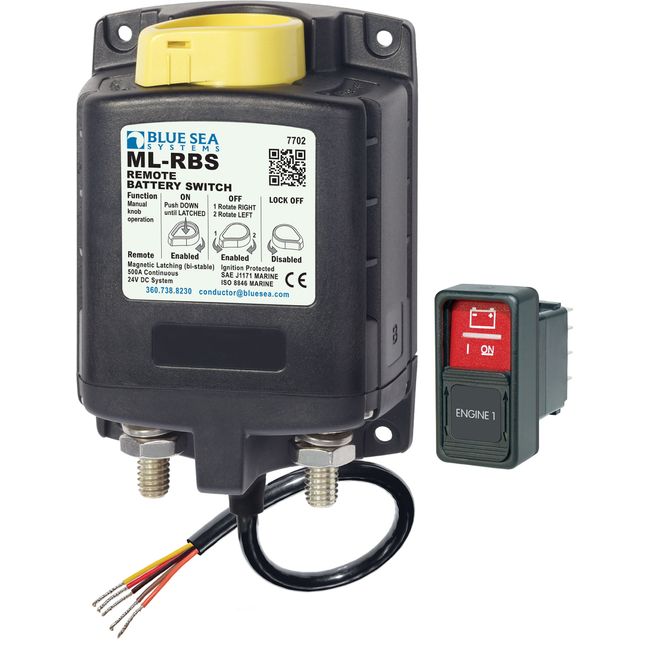 Blue Sea Systems ML-RBS 24V DC 500A Remote Battery Switch with Manual Control