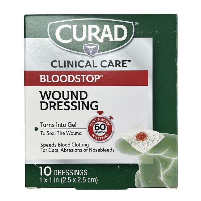 CURAD BLOOD STOP GAUZE 10 sterile packets Stops Bleeding Quickly ^