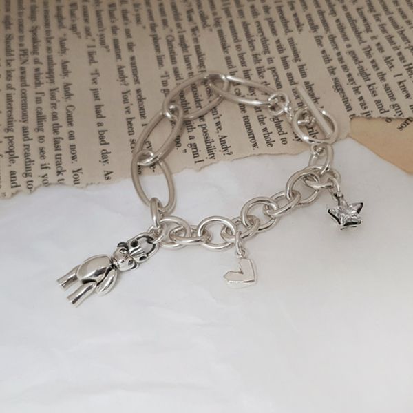 [925silver] Teddy bear triple half bracelet