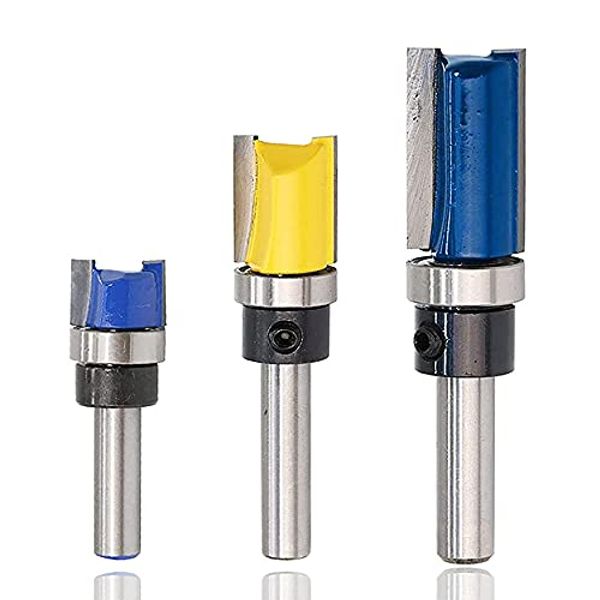 Wolfride Trimmer Bit, 0.25 inch (6.35 mm) Shank Carbide Router Bit, Bearing, Trimmer Bit for CNC Engraving and Milling Lathe Tools, Straight Bit, Milling Cutter, Groove Bit, For Carpentry, Electric