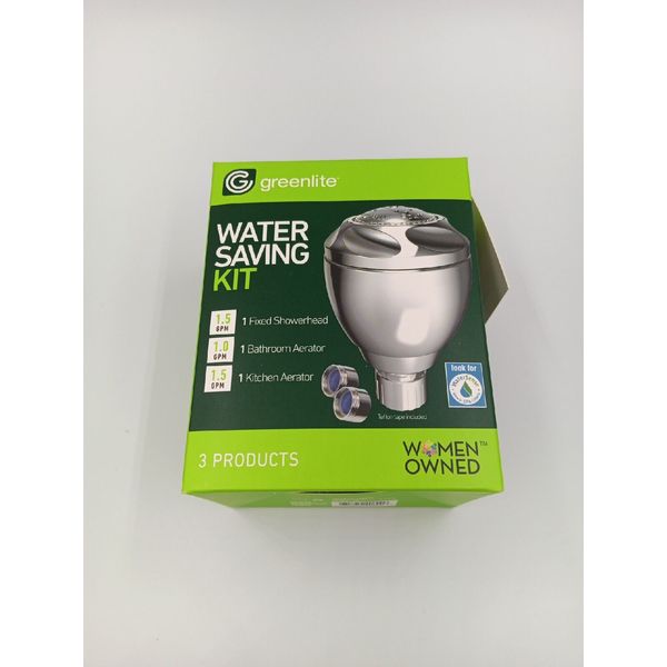 NEW Greenlite Water Saving Kit Fixed Shower Head, Bathroom & Kitchen Aerators