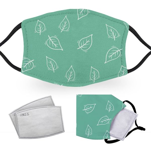 Green Leaf - Reusable Childrens Face Masks - 2 Filters Included