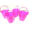 Mini Plastic Buckets (Set of 4) Pink Approx 3"