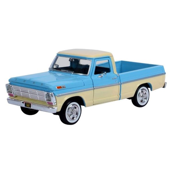 1969 F-100 Pickup Truck Light Blue and Cream Timeless Legends Series 1/24 Diecast Model Car by Motormax 79315LTBL