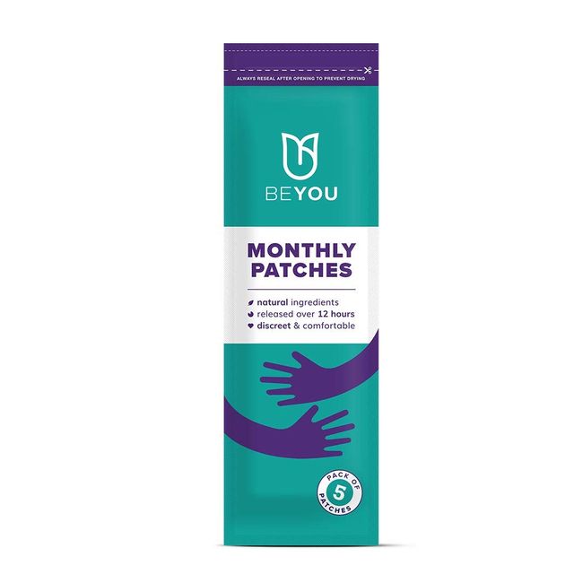 BeYou Natural Period Pain Relief Patches (Pack of 5), Natural Cooling Patches for Period Cramps, Period Pain, PCOS, Fibroids, IBS, IBD - Patented Matrix of Menthol and Eucalyptus