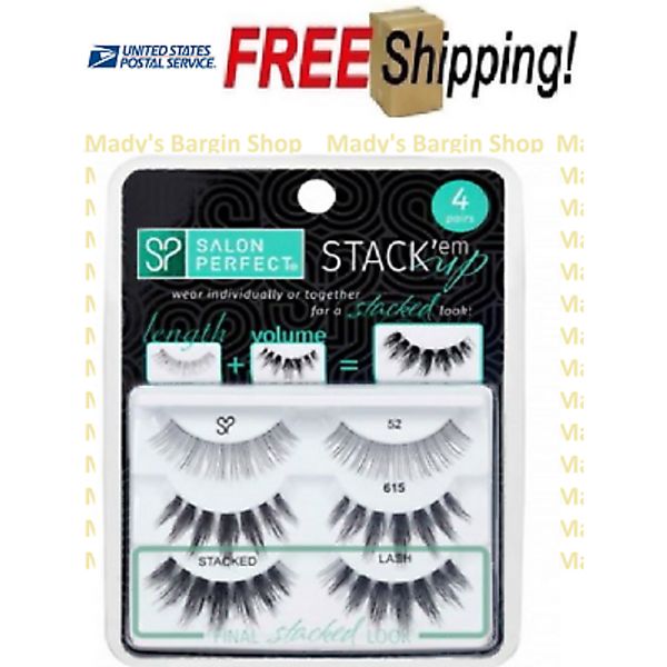 4 Pairs Salon Perfect False Lashes 52 & 615 Stack Em * New Style * SHIP FREE