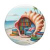 Seashell As Reading Nook On Calm Beach Books Palm Trees PopSockets with Interchangeable PopGrip