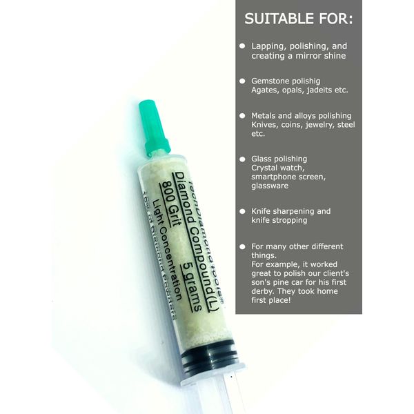 Diamond Polishing Lapping Paste 800 Grit 12-25 Micron (L) 10% Concentration 5 g