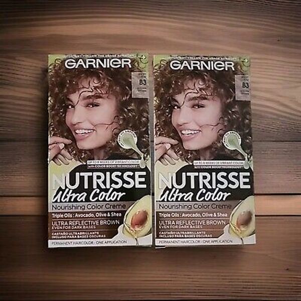 (2)Garnier Nutrisse SPICED RUM B3 GOLDEN BROWN Hair Color nourishing creme