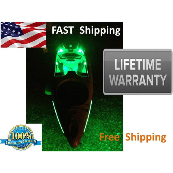 Kayak Green Fishing LED Light Kit - COMPLETE KIT with Power Source and switch 9 
