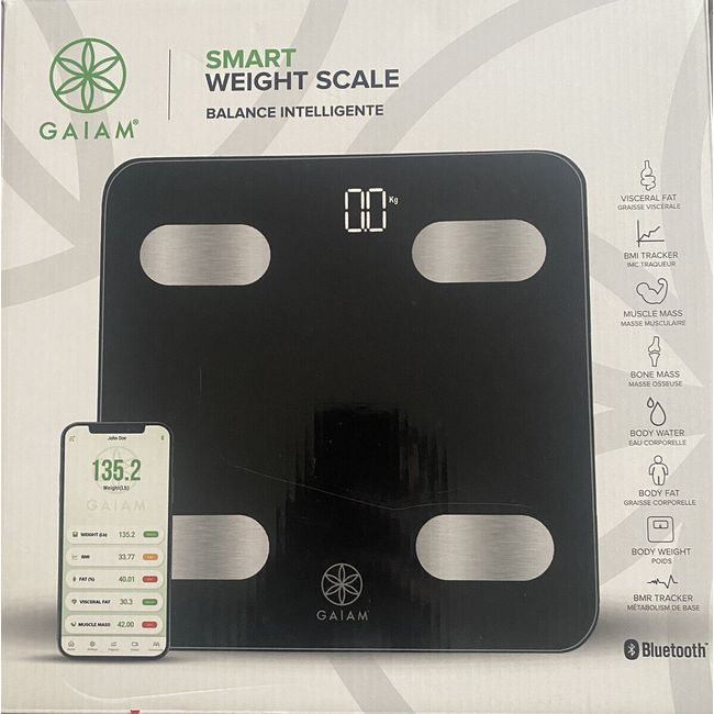 Gaiam Bluetooth Smart Bathroom Scale in White