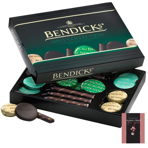 Bendicks Mint Collection 200g Sweets Gift Box & Cards For Mint Chocolates Lover - Christmas Gifts For Men & Womens Gift Sets Letter Box, Birthday presents, Last Minute Gifts Suitable For Vegan