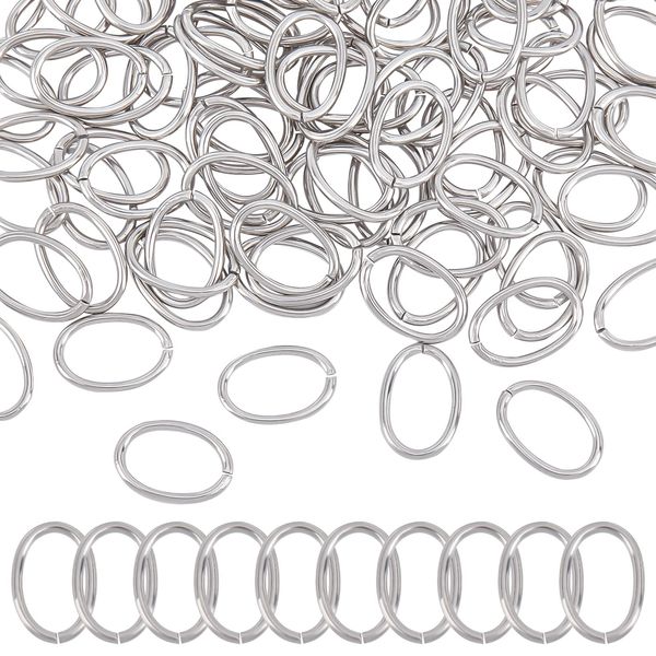 UNICRAFTALE Approximately 100 Pieces, 0.5 inches (13 mm), Oval, Round Ring, Stainless Steel, Round Ring, Round Ring, Unwelded, Round Ring, Jump Ring, Clasp, Hardware Set, Basics Parts, Connecting Parts Set, Stainless Steel, Jewelry Making, Accessory Parts