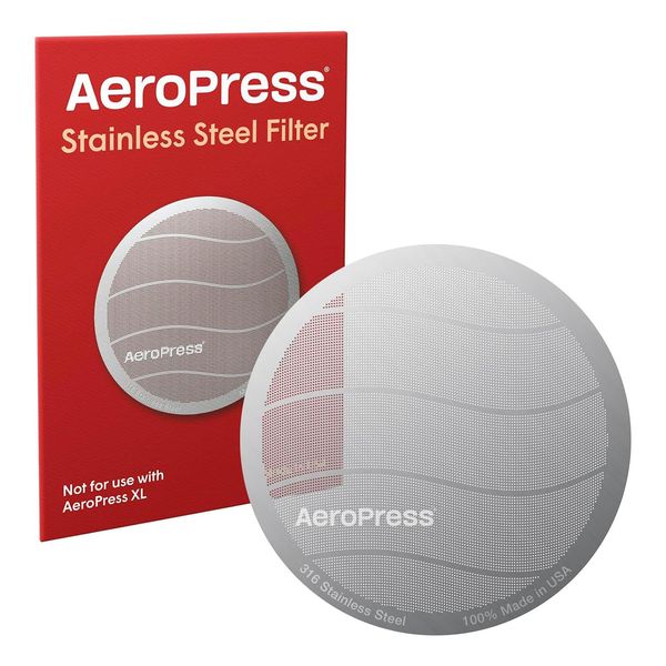 AeroPress Stainless Steel Reusable Filter - Metal Coffee Filter for AeroPress Original & AeroPress Go Coffee Makers, 1 Pack, 1 Filter, Gray