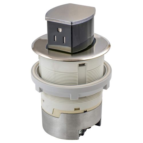 Bryant Electric RCT200NI 15A 125V Tamper Resistant Pop-Up Countertop Receptacle Surface Mount, 15 Amp, Polished Nickel