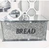 XXL Silver Crushed Diamond Crystal Mirrored Bread Bin Container Kitchen