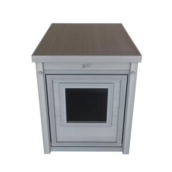 New Age Pet Litter Box Cover End Table Grey Flip Down Front Door 22 in. Height